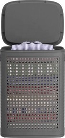 Cesto de roupa suja em plástico, cesto de 75 L, 42,5 x 33 x 57 cm cinzento escuro