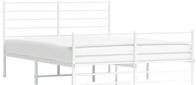Estrutura de cama com cabeceira e pés 140x190 cm metal branco