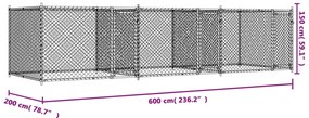 Jaula para cão com portas 6x2x1,5 m aço galvanizado cinzento