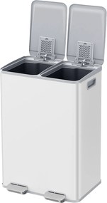 Caixote do lixo para cozinha, 2 x 30 litros, 2 compartimentos 47,6 x 37,7 x 66,9 cm branco 