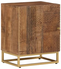 Mesa de cabeceira 40x30x50 cm madeira de mangueira maciça/ferro