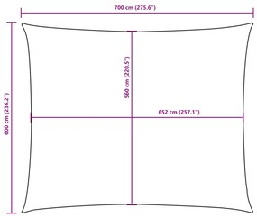 Para-sol estilo velo tecido oxford retangular 6x7 m branco