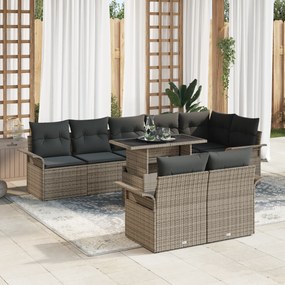 vidaXL Conjunto de Sofá de Jardim de 9 Peças com Almofadas Cinza em Rattan Sintético