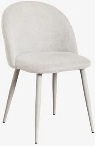 Pack De 4 Cadeiras De Jantar Estofadas E Em Aço Kana Toupeira Claro & Tecido Branco Quebrado & Tecido - Sklum