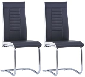 vidaXL Cadeiras de jantar cantilever 2 pcs couro artificial preto