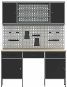 Conjunto de 7 Peças de Banco de Trabalho em Aço Preto
