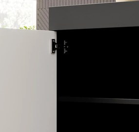 Aparador "Elma" com Luz LED - 135x73x34 cm - Preto e Branco Mate - Des