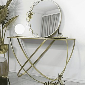 MESA CONSOLA ANELAR 120X40X79 CM DOURADA E PRETA