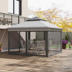 Tenda Dobrável 3x3 m com Duplo Teto e Altura Ajustável – Cinza