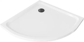 Mexen Flat base de duche semicircular slim 80 x 80 cm, branco, sifão preto - 41108080B
