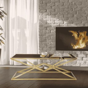 MESA DE CENTRO PIRAMID 110X60X45 CM DOURADO E PRETO