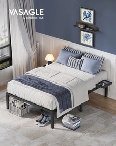 Estrutura Cama 140 x 200 cm com prateleiras metálicas para arrumação Preto 