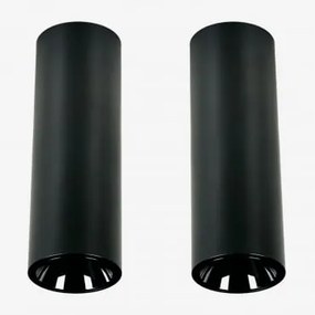 Pack De 2 Apliques De Teto Led De Superfície Redondos Ø7,2 Cm Para Exterior Em Alumínio Luisiana Preto & 8 W & 23º & Branco Neutro 3500k - Sklum