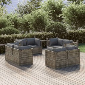 vidaXL Sofás de canto para jardim 8 pcs 57x57x56 cm vime PE cinzento