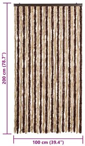 Cortina anti-insetos 100x200 cm chenille bege e castanho-claro