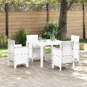 vidaXL Conjunto de Jantar de 5 Peças com Almofadas em Rattan Sintético Branco