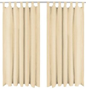 Cortinas de cetim com presilhas 2 pcs 140x225 cm bege