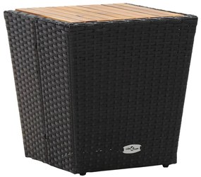 3 pcs conjunto bistrô jardim vime PE e madeira de acácia preto