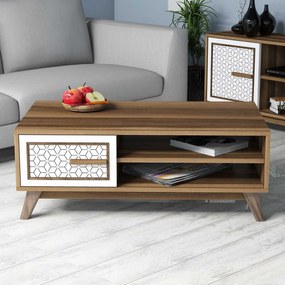 Mesa de Centro Ayla – Nogueira e Branco – 105 x 38,2 x 60 cm