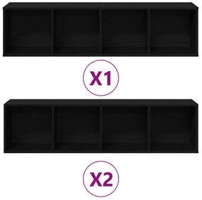 Estantes 3 pcs Carvalho Preto 36x30x143 cm Madeira engenheirada