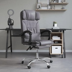 349745 vidaXL Cadeira massagens escritório reclinável couro artificial cinza