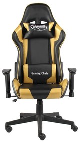 Cadeira de gaming giratória PVC dourado