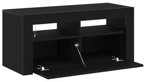 Gabinete de TV vidaXL com LED Preto Carvalho 90x35x40 cm Madeira engen