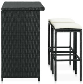 3 pcs conjunto de bar vime PE preto