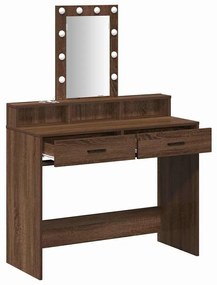 mesa de maquilhagem vidaXL com luzes LED Carvalho Castanho 100x41x140