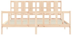 Estrutura de cama com cabeceira 180x200 cm madeira maciça