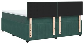 Cama com molas/colchão 200x200 cm veludo verde-escuro