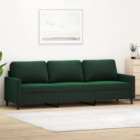 vidaXL Sofá de 3 lugares 210 cm veludo verde-escuro