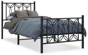 Estrutura de cama com cabeceira e pés 90x200 cm metal preto