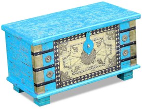 Arca de arrumos madeira de mangueira 80x40x45 cm, azul
