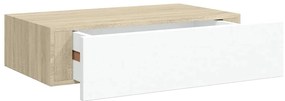 Prateleiras parede + gavetas 2pcs MDF 40x23,5x10cm carv./branco