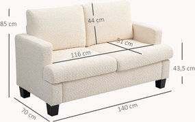 Sofá pequeno de 2 lugares com 140 (C) x 70 (P) x 85 (A) cm e almofadas de encosto removíveis, tecido chenille para sala de estar, quarto, escritório,