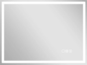 HOMCOM Espelho de Casa de Banho LED Bluetooth 60x80 cm Interruptor Tátil Luz Ajustável 3 Cores Anti Nevoeiro Memória Prateado | Aosom Portugal