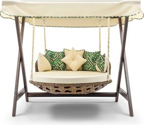 Baloiço Duplo de Jardim Dominic – Madeira de Pinho – Tecido Impermeáve