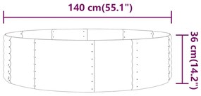 Canteiro elevado jardim 140x140x36 aço revestido a pó antracite