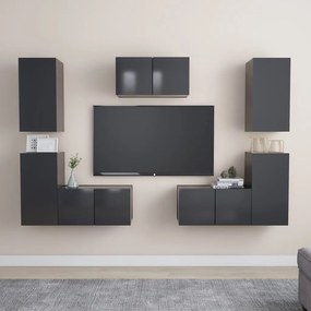 vidaXL 7 pcs conjunto de móveis de TV contraplacado cinzento