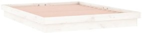 Estrutura de cama c/ LED casal 135x190 cm madeira maciça branco