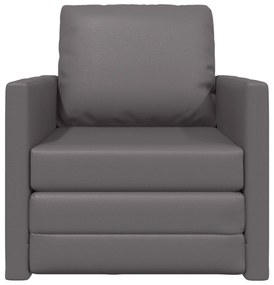 Sofá-Cama 2-em-1 Cinza 74x77x81 cm Pele Sintética