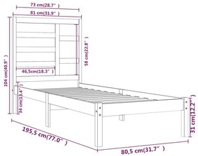 Estrutura de cama pequena solteiro 75x190 cm madeira preto