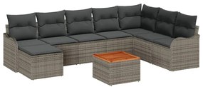 Conjunto de Sofá de Jardim com 9 Peças da com Almofadas em Polirattan