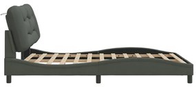 Estrutura de cama sem colchão 140x200 cm tecido cinzento-escuro