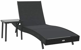 Espreguiçadeira 2 pcs Preto 40 x 40 x 40.5 cm Rattan Sintético