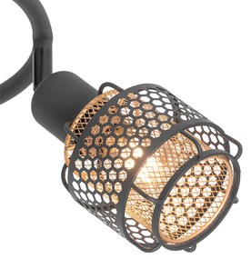 Candeeiro de teto design preto com 3 luzes redondas douradas - Noud Design