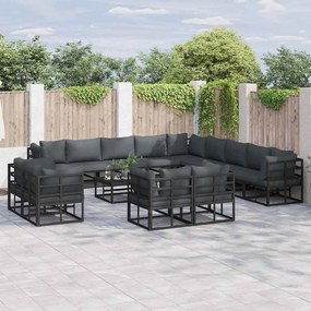 vidaXL Conjunto de Sofá de Jardim 13 pcs Preto 353 x 353 x 71 cm