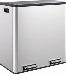 HOMCOM Lixeira de cozinha 2 x 30 L, Lixeira com pedal em aço inox com recipientes internos removíveis e tampas soft-close, prata | Aosom Portugal