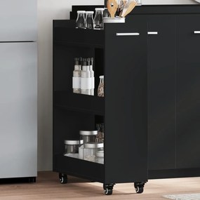 vidaXL Armário com rodas 60x22x79 cm derivados de madeira preto